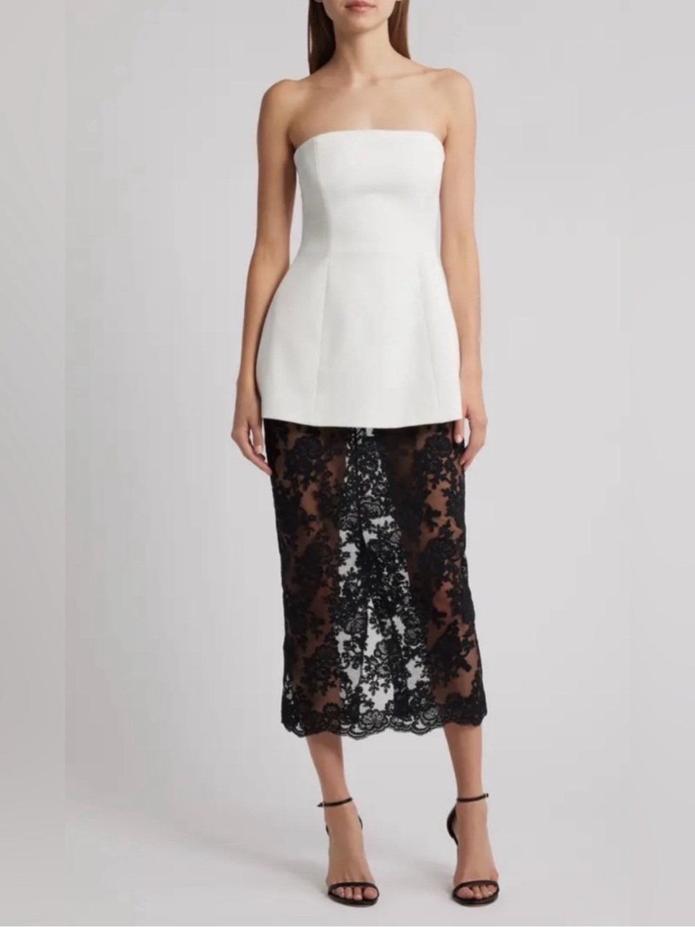 Delfi Collective Amaya Strapless Mixed Media Cocktail Dress